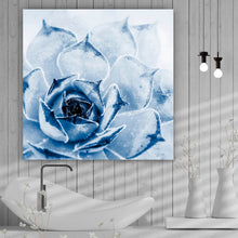 Lade das Bild in den Galerie-Viewer, Aluminiumbild Kaktus Sukkulente Blau Quadrat
