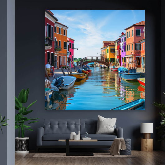 Leinwandbild Kanal in Venedig Quadrat