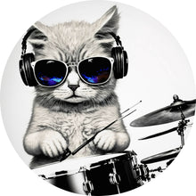 Lade das Bild in den Galerie-Viewer, Aluminiumbild Katze am Schlagzeug Kreis
