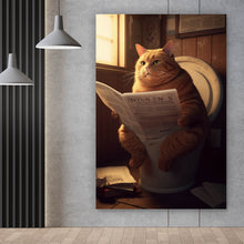 Lade das Bild in den Galerie-Viewer, Aluminiumbild Katze auf der Toilette Digital Art Hochformat
