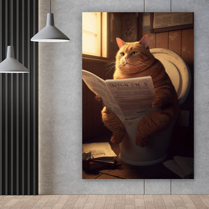 Aluminiumbild Katze auf der Toilette Digital Art Hochformat