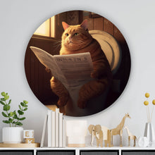 Lade das Bild in den Galerie-Viewer, Aluminiumbild Katze auf der Toilette Digital Art Kreis

