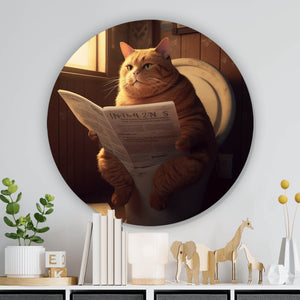 Aluminiumbild Katze auf der Toilette Digital Art Kreis