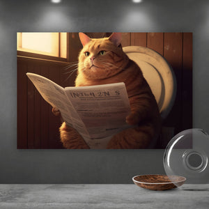 Spannrahmenbild Katze auf der Toilette Digital Art Querformat