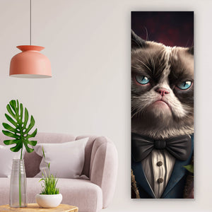 Spannrahmenbild Katze im Anzug Digital Art Panorama Hoch