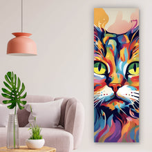Lade das Bild in den Galerie-Viewer, Acrylglasbild Katze in Regenbogenfarben Panorama Hoch
