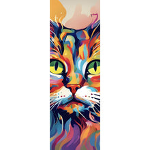 Lade das Bild in den Galerie-Viewer, Aluminiumbild gebürstet Katze in Regenbogenfarben Panorama Hoch
