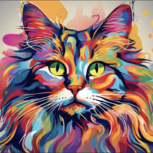 Lade das Bild in den Galerie-Viewer, Aluminiumbild Katze in Regenbogenfarben Quadrat
