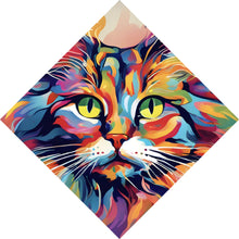 Lade das Bild in den Galerie-Viewer, Aluminiumbild gebürstet Katze in Regenbogenfarben Raute

