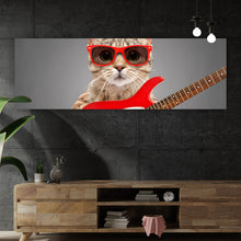 Lade das Bild in den Galerie-Viewer, Spannrahmenbild Katze mit Gitarre Panorama
