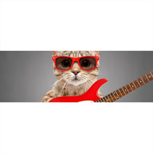 Lade das Bild in den Galerie-Viewer, Leinwandbild Katze mit Gitarre Panorama
