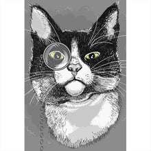 Lade das Bild in den Galerie-Viewer, Leinwandbild Katze mit Monokel Hochformat
