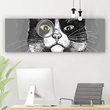 Lade das Bild in den Galerie-Viewer, Leinwandbild Katze mit Monokel Panorama
