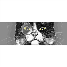 Lade das Bild in den Galerie-Viewer, Aluminiumbild gebürstet Katze mit Monokel Panorama

