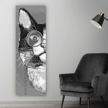Lade das Bild in den Galerie-Viewer, Aluminiumbild Katze mit Monokel Panorama Hoch
