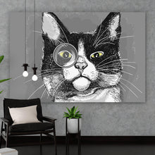 Lade das Bild in den Galerie-Viewer, Aluminiumbild Katze mit Monokel Querformat

