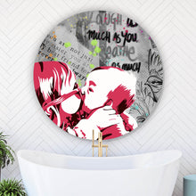 Lade das Bild in den Galerie-Viewer, Aluminiumbild gebürstet Kissing Kids Pop Art Kreis
