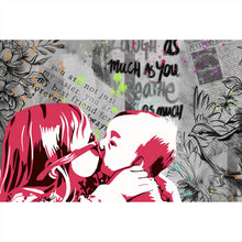 Lade das Bild in den Galerie-Viewer, Aluminiumbild Kissing Kids Pop Art Querformat
