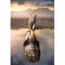 Lade das Bild in den Galerie-Viewer, Aluminiumbild Kleiner Löwe Motivation Hochformat
