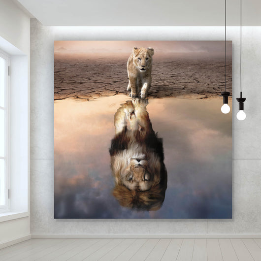 Acrylglasbild Kleiner Löwe Motivation Quadrat