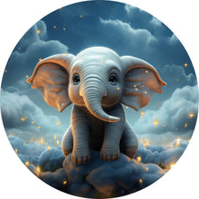 Lade das Bild in den Galerie-Viewer, Aluminiumbild gebürstet Kleines Elefantenkind im Himmel Kreis
