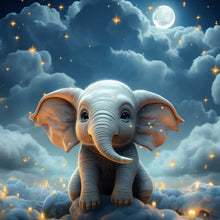 Lade das Bild in den Galerie-Viewer, Acrylglasbild Kleines Elefantenkind im Himmel Quadrat
