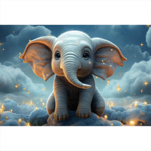 Lade das Bild in den Galerie-Viewer, Acrylglasbild Kleines Elefantenkind im Himmel Querformat
