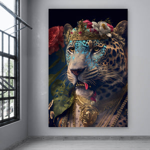 Aluminiumbild König der Leoparden Hochformat