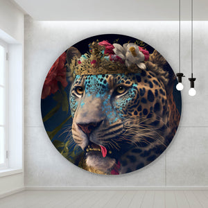 Aluminiumbild gebürstet König der Leoparden Kreis
