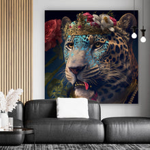 Lade das Bild in den Galerie-Viewer, Aluminiumbild gebürstet König der Leoparden Quadrat
