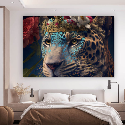 Acrylglasbild König der Leoparden Querformat