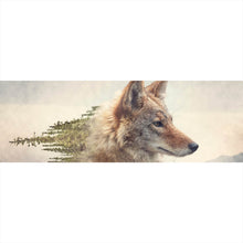 Lade das Bild in den Galerie-Viewer, Aluminiumbild Kojote und Kiefernwald Panorama
