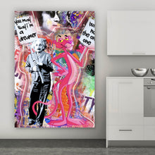 Lade das Bild in den Galerie-Viewer, Aluminiumbild gebürstet Stars und Comic Pink Pop Art No.2 Hochformat
