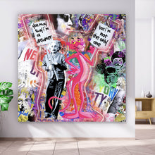 Lade das Bild in den Galerie-Viewer, Aluminiumbild gebürstet Stars und Comic Pink Pop Art No.2 Quadrat

