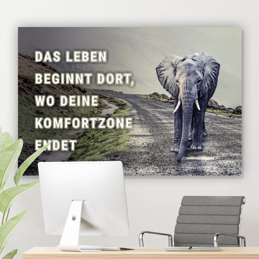 Poster Komfortzone Elefant Querformat