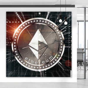 Poster Kryptowährung im virtuellen Netzwerk Quadrat