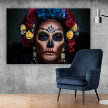 Lade das Bild in den Galerie-Viewer, Poster La Catrina mit Blumenkrone Querformat
