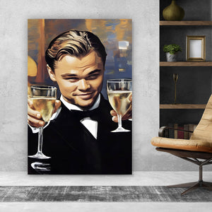 Spannrahmenbild Leonardo Einladung zum Champagner Hochformat