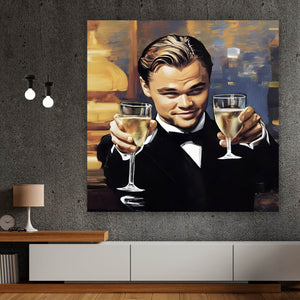 Aluminiumbild gebürstet Leonardo Einladung zum Champagner Quadrat