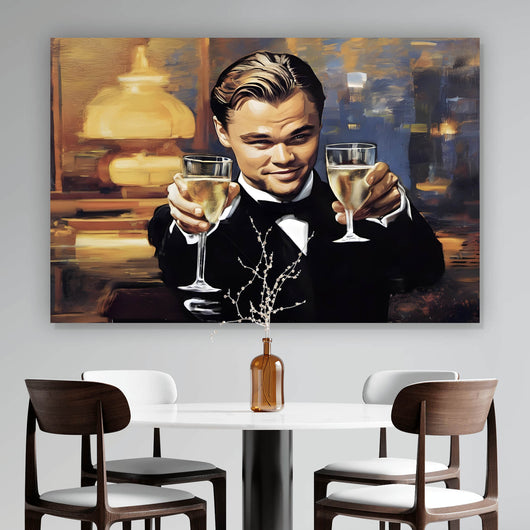Spannrahmenbild Leonardo Einladung zum Champagner Querformat