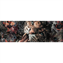 Lade das Bild in den Galerie-Viewer, Aluminiumbild Leopard im Blütenmeer Panorama
