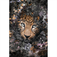 Lade das Bild in den Galerie-Viewer, Aluminiumbild Leopard im Blütenwald Hochformat
