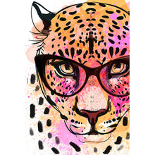 Lade das Bild in den Galerie-Viewer, Acrylglasbild Leopard im Zeichenstil Aquarell Hochformat
