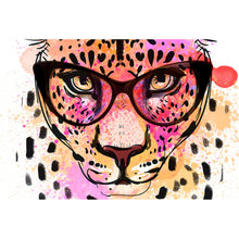 Lade das Bild in den Galerie-Viewer, Leinwandbild Leopard im Zeichenstil Aquarell Querformat
