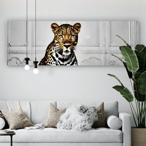 Aluminiumbild Leopard in der Badewanne Modern Art Panorama