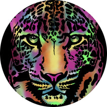 Lade das Bild in den Galerie-Viewer, Aluminiumbild gebürstet Leopard Neon Kreis
