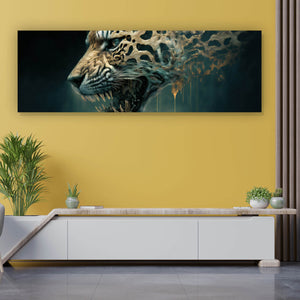 Leinwandbild Leopard Surreal Panorama