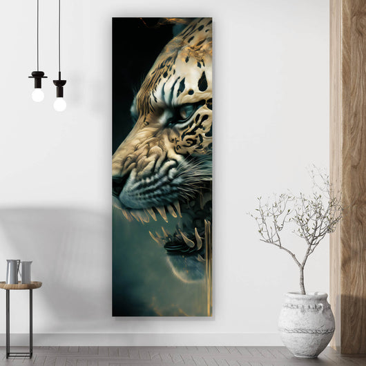 Spannrahmenbild Leopard Surreal Panorama Hoch