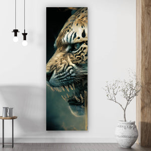 Aluminiumbild gebürstet Leopard Surreal Panorama Hoch