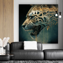 Lade das Bild in den Galerie-Viewer, Aluminiumbild gebürstet Leopard Surreal Quadrat
